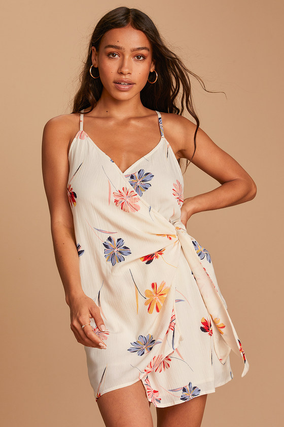 Mini Dress - Wrap Dress - Floral Print ...